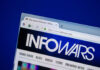 Infowars website tab open in browser window