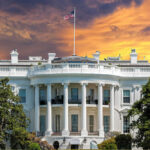 White House Unleashes Nuclear Shutdown Option The White House with vibrant sunset sky