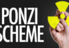 $94M Ponzi Scheme: Advisor Faces 40 Years A hand holding a yellow marker drawing a radioactive symbol next to the text 'PONZI SCHEME'