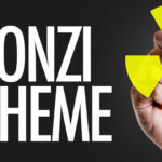 $94M Ponzi Scheme: Advisor Faces 40 Years A hand holding a yellow marker drawing a radioactive symbol next to the text 'PONZI SCHEME'