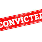 Red stamp with the word 'CONVICTED' in bold white letters