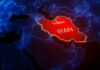 Digital map highlighting Iran with Tehran marked