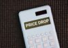 Calculator displaying the message 'PRICE DROP'