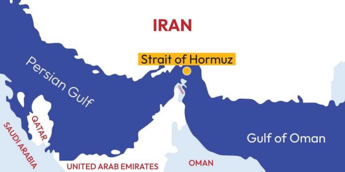 shutterstock_2748827507.jpg Map highlighting the Strait of Hormuz in the Persian Gulf