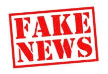 Trump DESTROYS Reporter – FAKE NEWS! Fake news red stamp with textured appearance