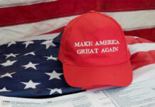 MAGA Pastor Implodes After Midnight Texts Red Make America Great Again hat on American flag