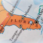 Close-up map of Florida peninsula with major cities highlighted