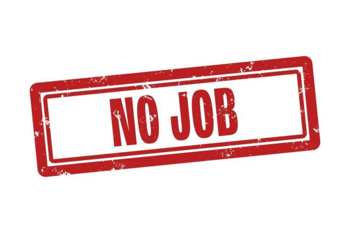 No,Job,.,A,Red,Stamp,Isolated,On,White,Background. Red stamp with the text 'NO JOB'