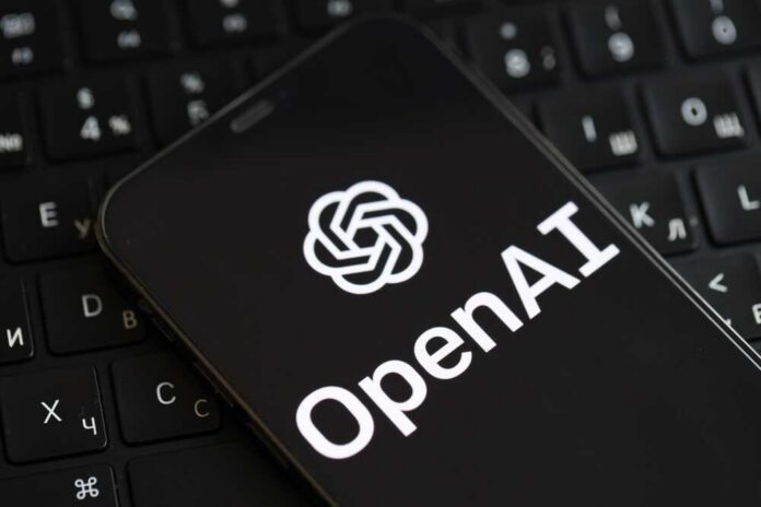 Kyiv,,Ukraine,-,March,17,,2024,Openai,Logo,On,Iphone Smartphone displaying OpenAI logo on a keyboard