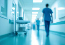 Hospital Horror: They Did THIS To 74-Year-Old Blurred hospital corridor with medical staff walking