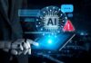Top Senator: Freeze States, Speed AI Robot hand holding tablet with AI interface and warning icon
