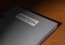 NEW Epstein Files Showdown Hits Congress Close-up of a metallic binder labeled 'EPSTEIN'