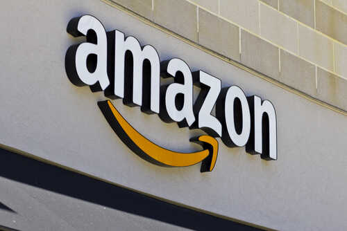Amazon logo displayed on a storefront