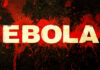 Ebola text over red splatter background