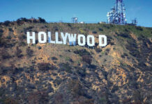 Attempted Murder Indictment Stuns Hollywood Hollywood sign on hillside with communication towers.