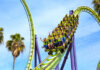 Roller Coaster Horror Shuts Rides Roller coaster riders on a green and purple loop