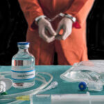 Botched Execution Sparks Firestorm Handcuffed person in orange suit with lethal injection supplies.